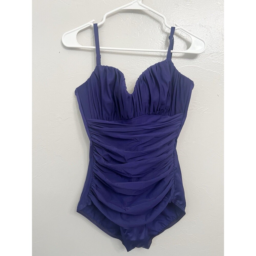 Miraclesuit Purple Size 12 One Piece Swimsuit Classic 10lb Slimming $189